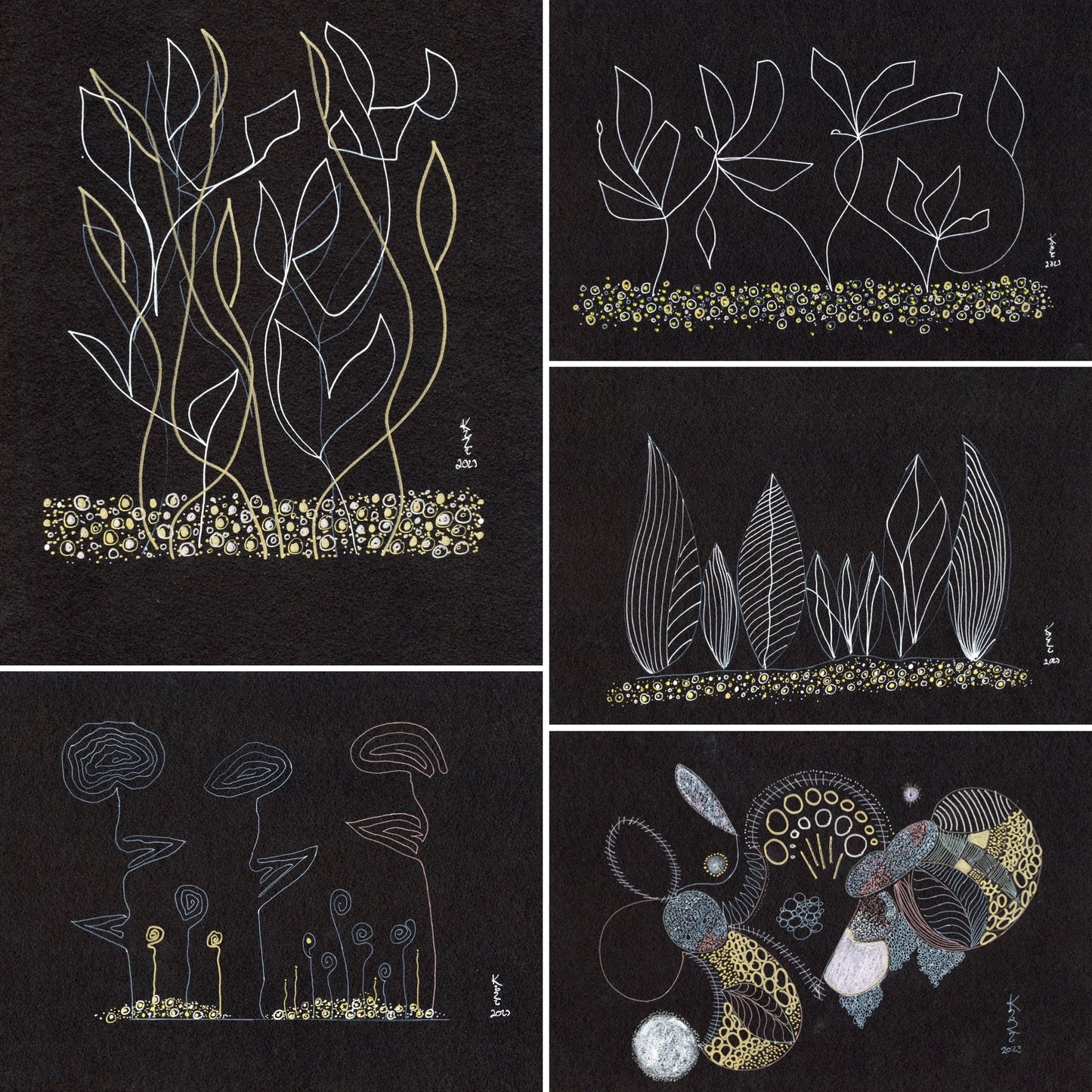 Leaf Tall Plant Bloom - Bloom Sketch Series Original
